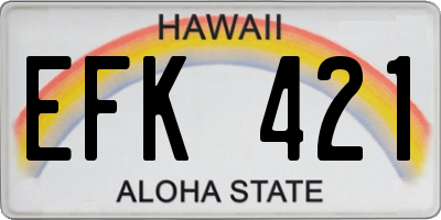 HI license plate EFK421