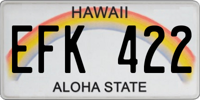 HI license plate EFK422