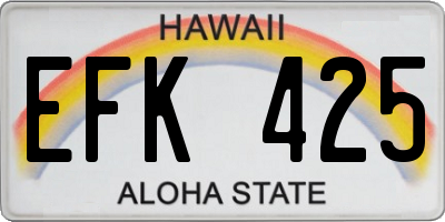 HI license plate EFK425