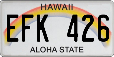 HI license plate EFK426