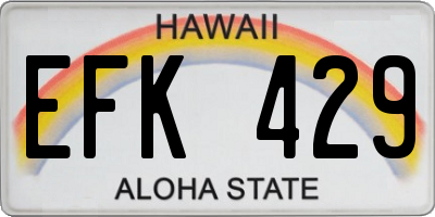 HI license plate EFK429