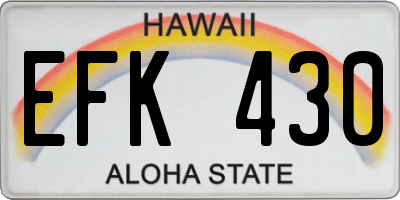 HI license plate EFK430