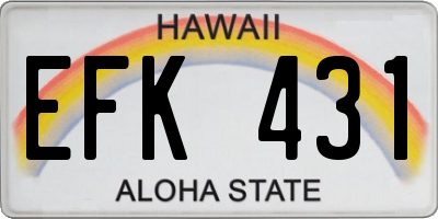 HI license plate EFK431