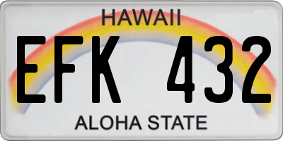 HI license plate EFK432