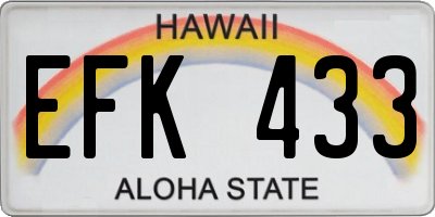 HI license plate EFK433