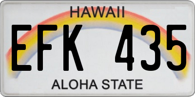 HI license plate EFK435