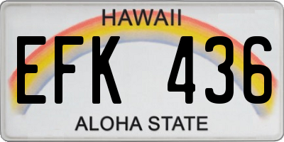 HI license plate EFK436