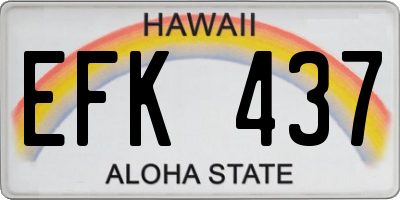 HI license plate EFK437