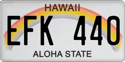 HI license plate EFK440