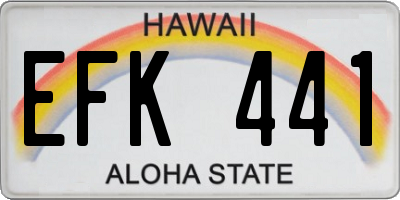 HI license plate EFK441