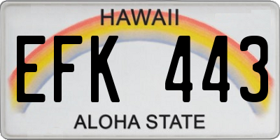 HI license plate EFK443