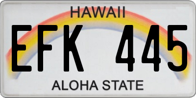 HI license plate EFK445