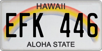 HI license plate EFK446