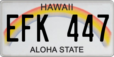 HI license plate EFK447