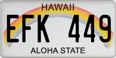 HI license plate EFK449