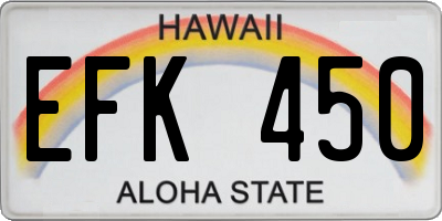 HI license plate EFK450