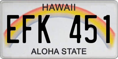 HI license plate EFK451