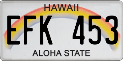 HI license plate EFK453