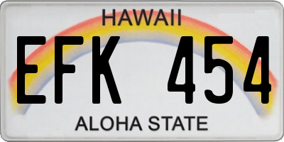 HI license plate EFK454