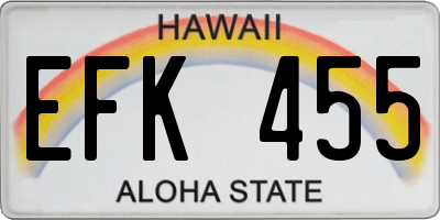 HI license plate EFK455