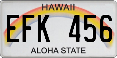 HI license plate EFK456