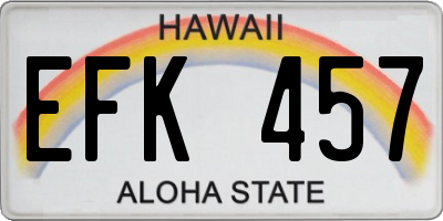 HI license plate EFK457