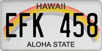 HI license plate EFK458