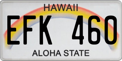 HI license plate EFK460