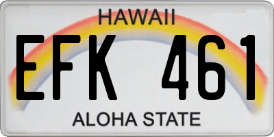 HI license plate EFK461