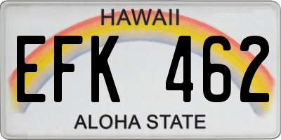 HI license plate EFK462