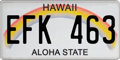 HI license plate EFK463