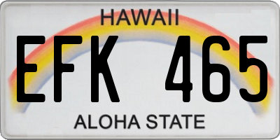 HI license plate EFK465