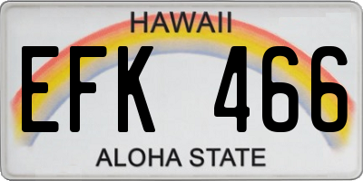 HI license plate EFK466