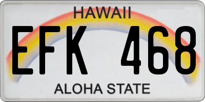 HI license plate EFK468