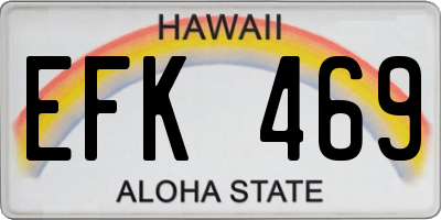 HI license plate EFK469