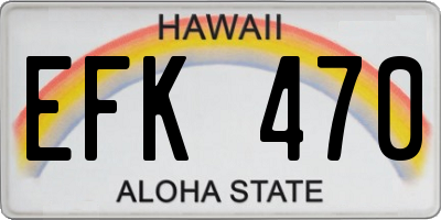 HI license plate EFK470