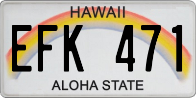 HI license plate EFK471