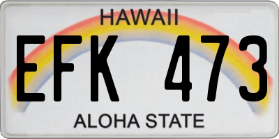 HI license plate EFK473