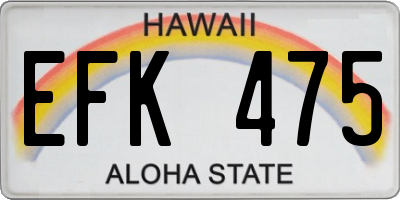 HI license plate EFK475