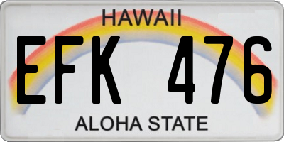 HI license plate EFK476