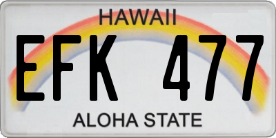 HI license plate EFK477