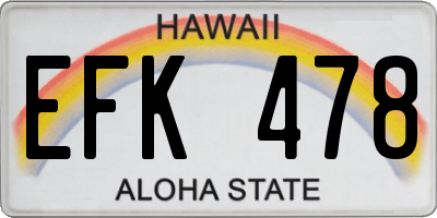 HI license plate EFK478