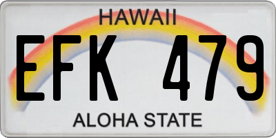 HI license plate EFK479