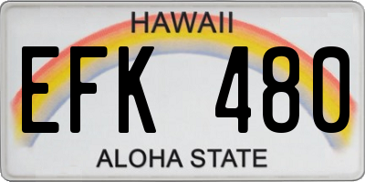 HI license plate EFK480