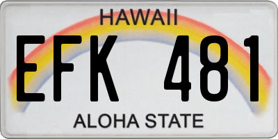 HI license plate EFK481