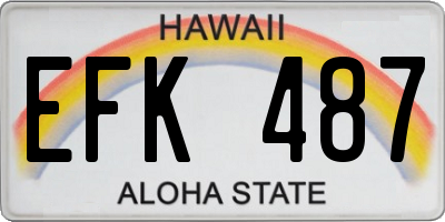 HI license plate EFK487