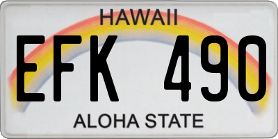 HI license plate EFK490