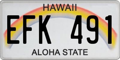 HI license plate EFK491