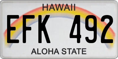 HI license plate EFK492