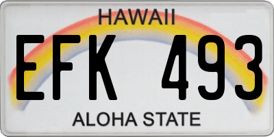 HI license plate EFK493